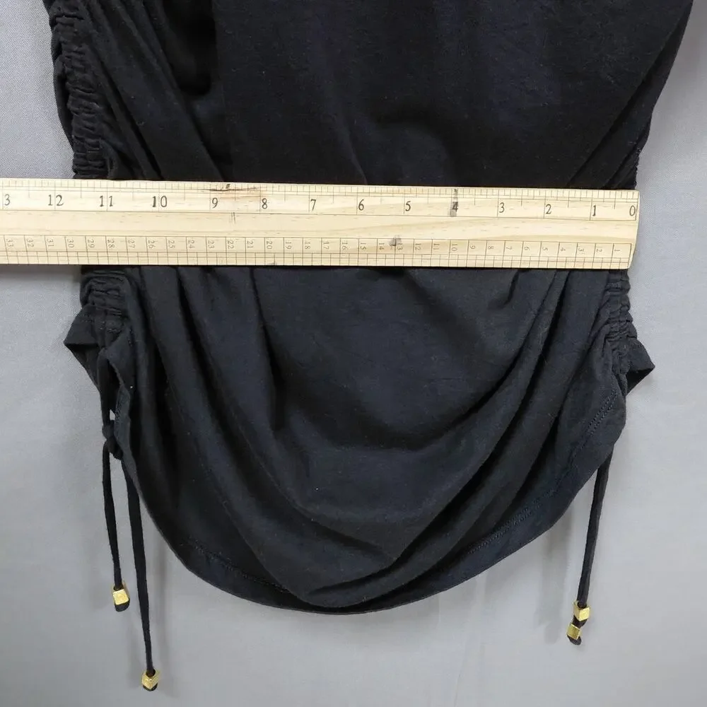Michael Kors Gold Gray Ruched Side Drawstring Dress Women See Measurements